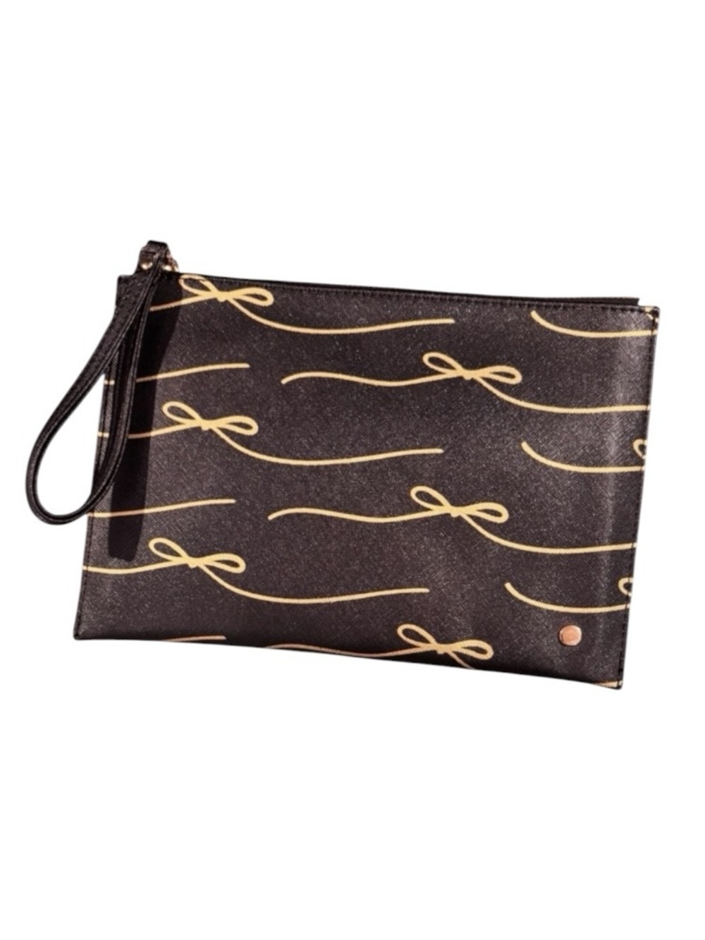 Neiman Marcus Black Bow Print Wristlet